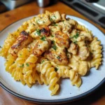 Cheesy Garlic Cajun Chicken Rotini in Velveeta Cream Sauce