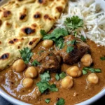 Coconut Beef & Chickpea Curry with Garlic Naan