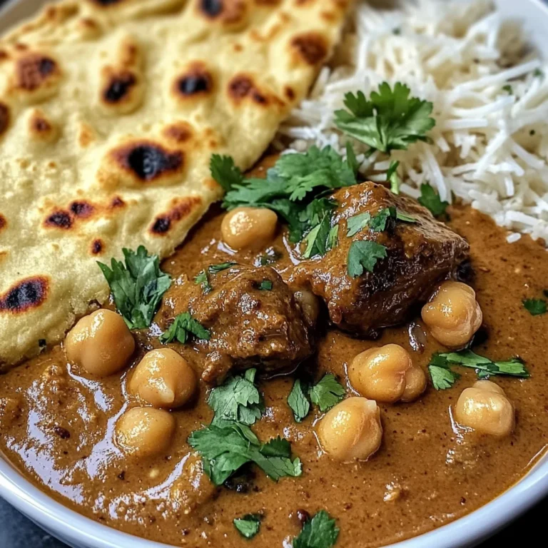 Coconut Beef & Chickpea Curry with Garlic Naan