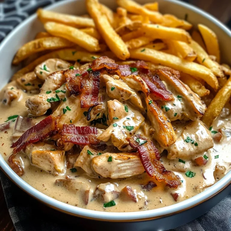 Creamy Chicken Bacon Stroganoff with Golden Fries