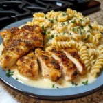 Creamy Garlic Chicken and Rotini with Mozzarella Alfredo