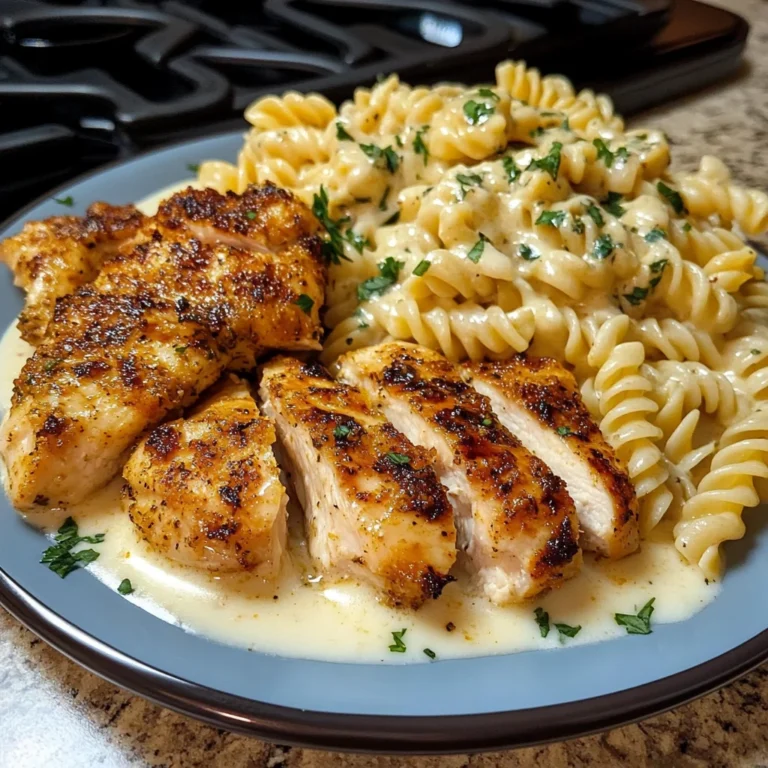 Creamy Garlic Chicken and Rotini with Mozzarella Alfredo