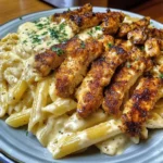 Creamy Rigatoni Alfredo with Cajun Chicken Strips