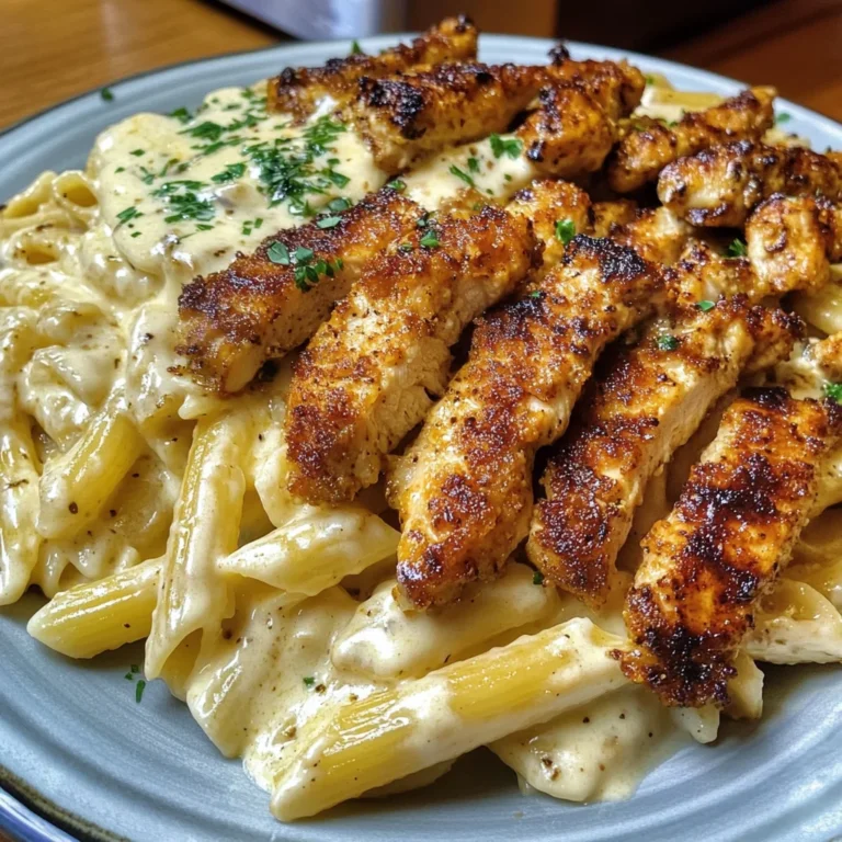 Creamy Rigatoni Alfredo with Cajun Chicken Strips