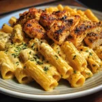 Garlic Cajun Chicken Cheesy Rigatoni in Velveeta Cream Sauce
