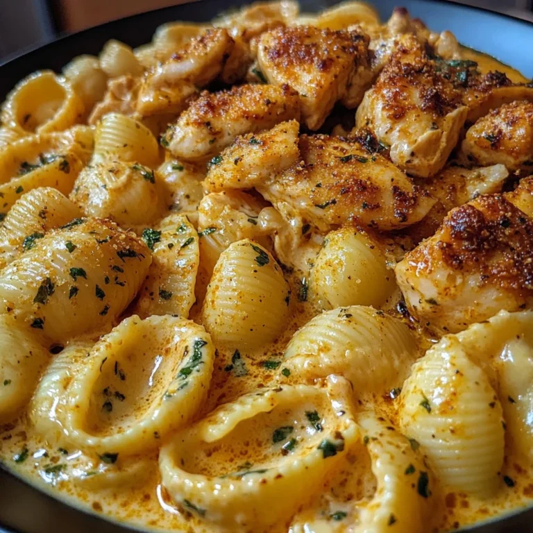 Garlic Cajun Chicken Shells in Velveeta Cream Sauce