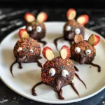 Halloween Dessert - Strawberry and Chocolate fudge mice