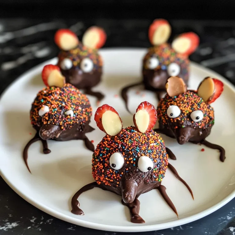 Halloween Dessert - Strawberry and Chocolate fudge mice
