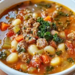 Italian Vegetable Soup with Spicy Sausage