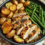 One-Pan Garlic Herb Chicken with Crispy Potatoes & Green Beans