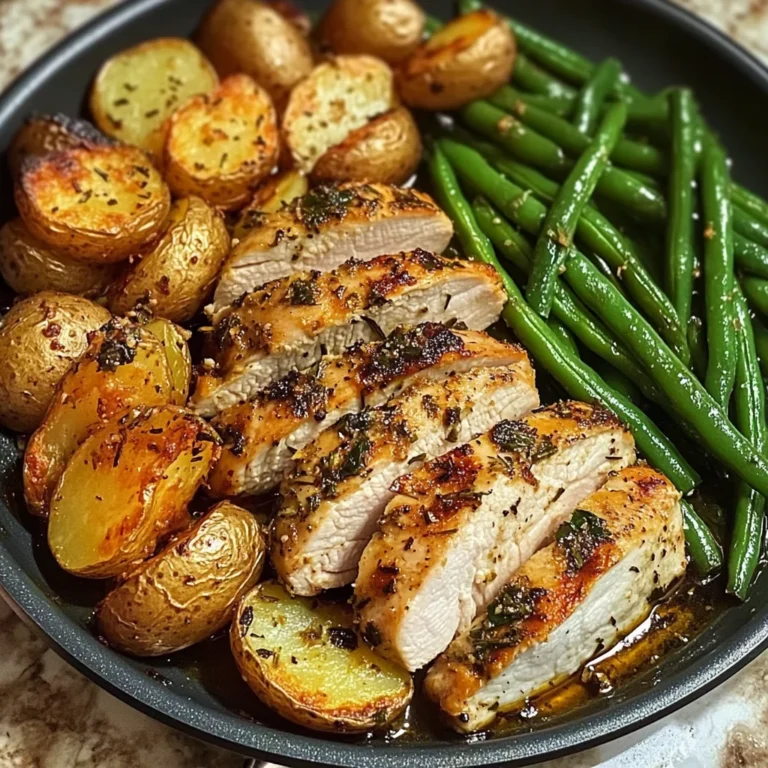 One-Pan Garlic Herb Chicken with Crispy Potatoes & Green Beans