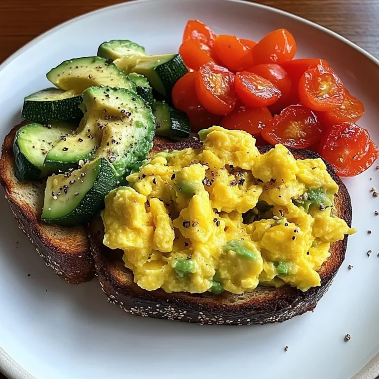 Rainbow Avocado Toast with Scrambled Eggs & Veggie Medley
