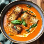 Roasted Tomato Soup with Crispy Gruyère Toasts