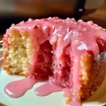 Strawberry Buttermilk Pound Cake with Pink Glaze