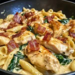 Zesty Honey BBQ Chicken Pasta with Creamy Bacon & Spinach