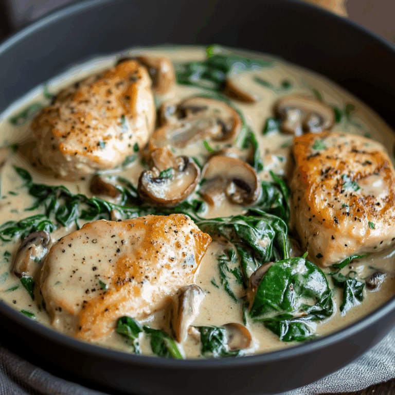 Creamy Chicken with Spinach and Mushrooms