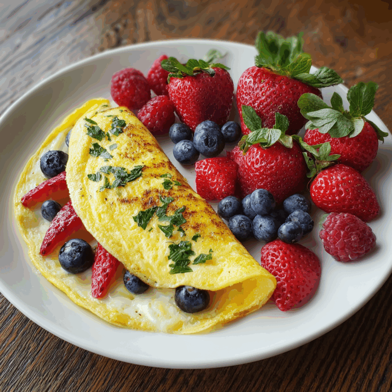Garden Veggie Omelet with Fresh Fruit