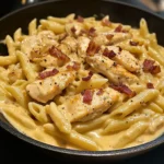 Creamy Honey Dijon Chicken Pasta with Crispy Bacon