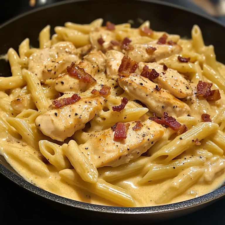 Creamy Honey Dijon Chicken Pasta with Crispy Bacon