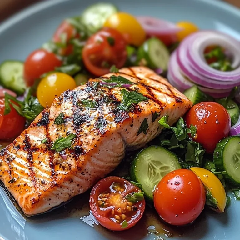 Grilled Salmon with Fresh Cucumber & Tomato Salad