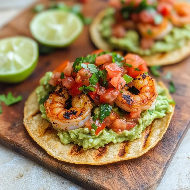 Grilled Shrimp Tostadas with Guacamole & Pico de Gallo
