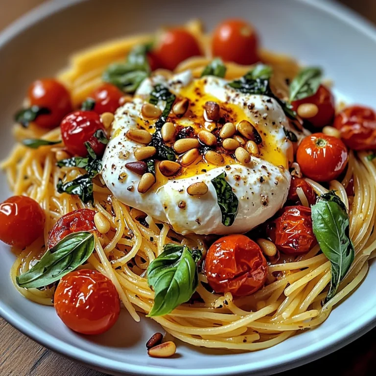 Pâtes au Soleil: Burrata, Tomates Confites et Pignons