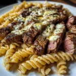 Spicy Garlic Butter Steak with Melted Mozzarella Rotini