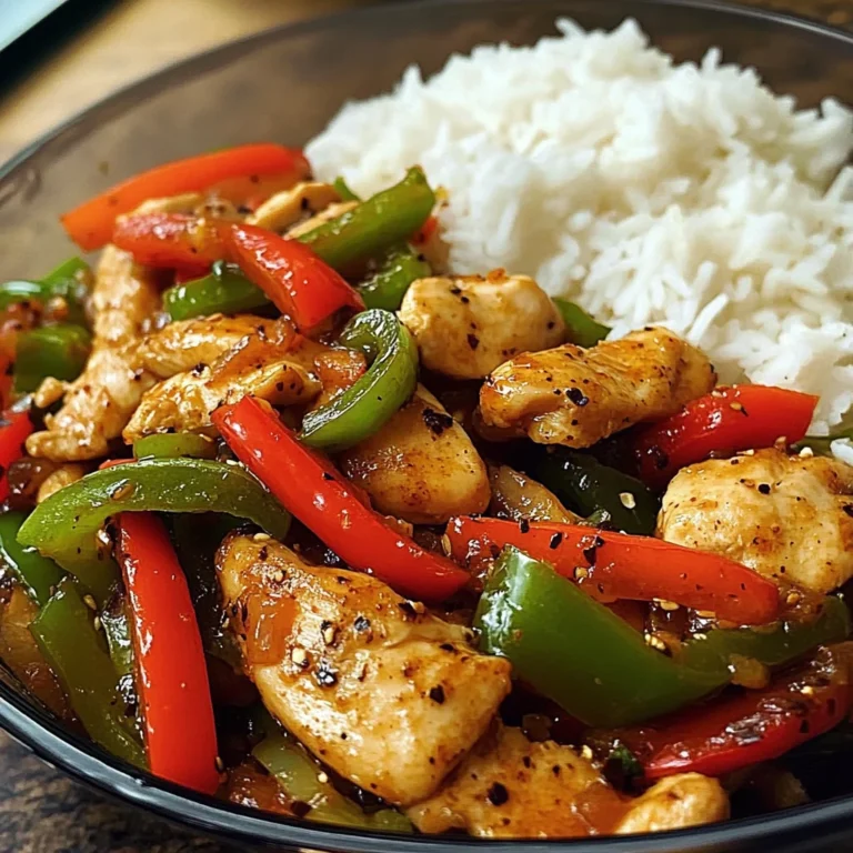 Spicy Garlic Pepper Chicken Stir-Fry with Steamed Rice